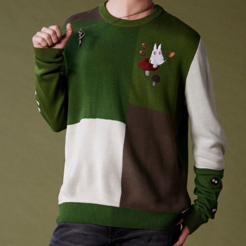 Unisex Studio Ghibli My Neighbor Totoro Patchwork Knit Sweatshirt Hot Topic